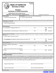 Form LP-10 Restated Certificate of Limited Partnership - California, Page 4