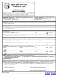 Form LP-7 Limited Partnership Certificate of Revival - California, Page 4