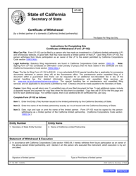 Form LP-102 Certificate of Withdrawal - California, Page 2