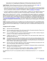Form GP-1 Statement of Partnership Authority - California, Page 2