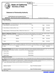 Form GP-1 Statement of Partnership Authority - California, Page 3