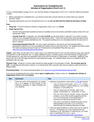 Form LLC-1 Articles of Organization - Limited Liability Company (LLC) - California