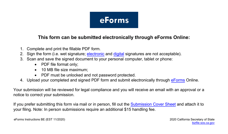 Form SDA Statement and Designation by Foreign Association - California, Page 1