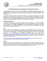 Form ASDA Amended Statement and Designation by Foreign Association - California, Page 2