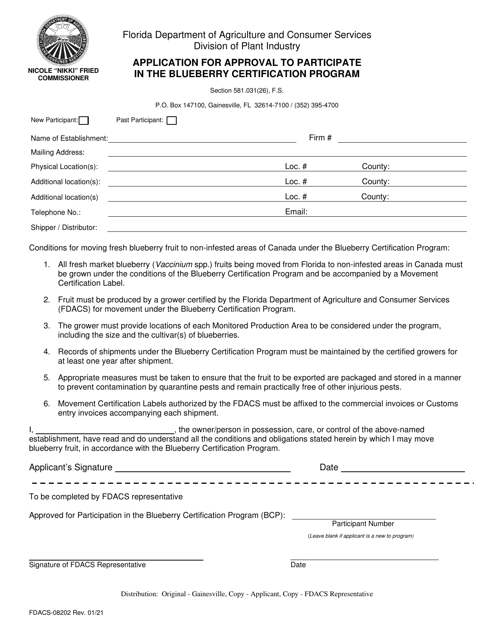 Form FDACS-08202 Printable Pdf