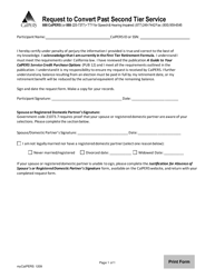 Document preview: Form my|CalPERS1209 Request to Convert Past Second Tier Service - California