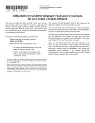 Form DR0375 Credit for Employer Paid Leave of Absence for Live Organ Donation - Colorado