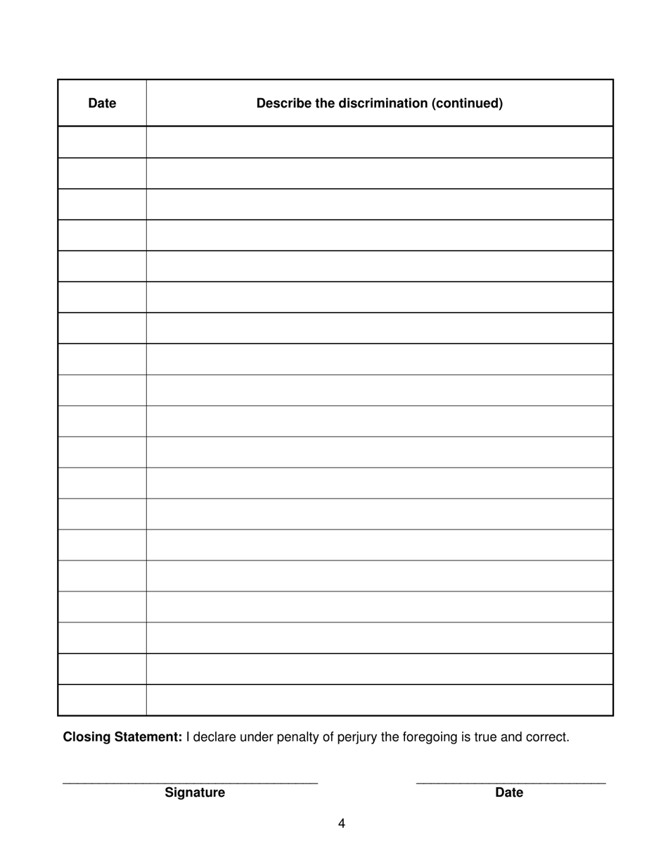 Pre-complaint Questionnaire - Employment - Hawaii, Page 4