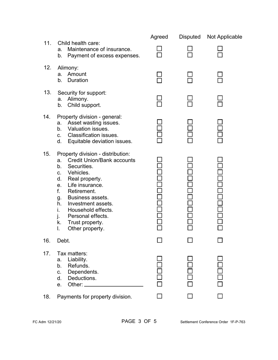 Form 1F-P-763 Settlement Conference Order - Hawaii, Page 3