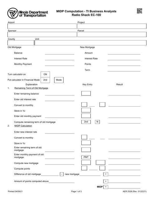 Form AER2528  Printable Pdf
