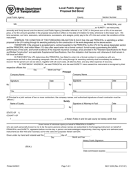 Document preview: Form BLR12230 Local Public Agency Proposal Bid Bond - Illinois