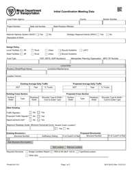 Form BLR22410 Initial Coordination Meeting Data - Illinois