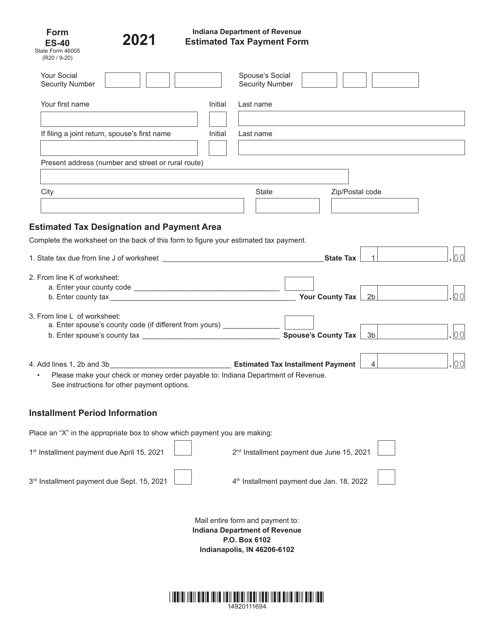 Form ES-40 (State Form 46005) 2021 Printable Pdf