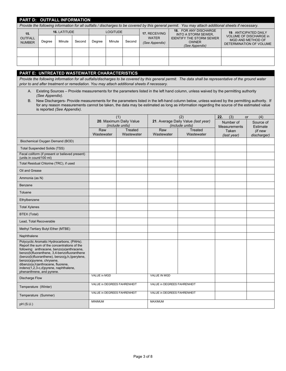 State Form 55945 Notice of Intent (Noi) Letter for Ing080000 Ground Water Petroleum Remediation General Npdes Permit - Indiana, Page 3