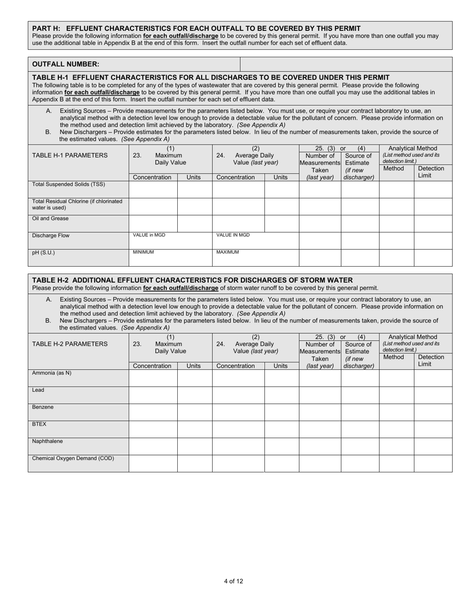 State Form 55919 Notice of Intent (Noi) Letter for Ing340000 Petroleum Products Terminals General Npdes Permit - Indiana, Page 4