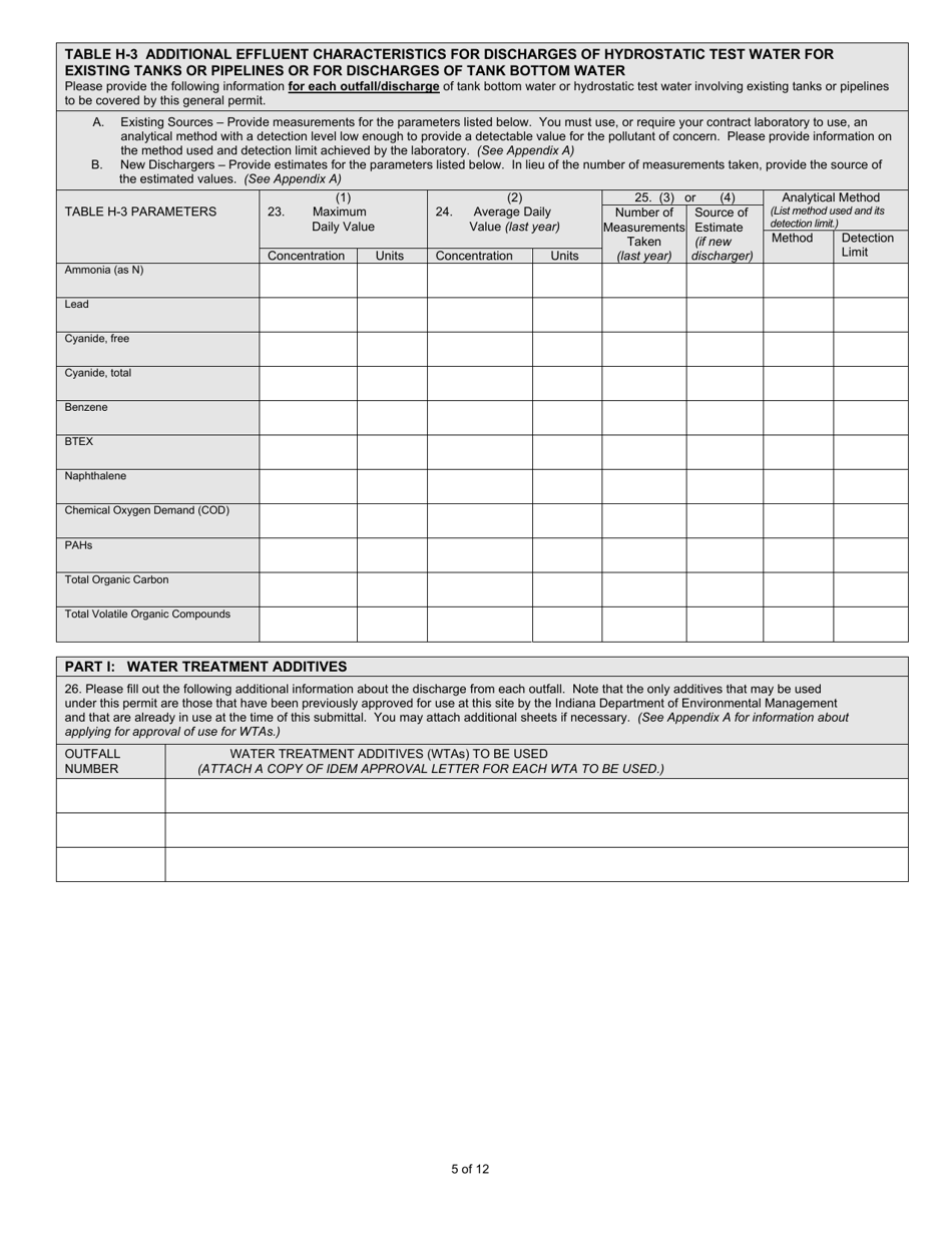 State Form 55919 Notice of Intent (Noi) Letter for Ing340000 Petroleum Products Terminals General Npdes Permit - Indiana, Page 5