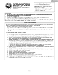 Document preview: State Form 55916 Notice of Intent (Noi) Letter for Ing250000 Once Through Noncontact Cooling Water - Indiana