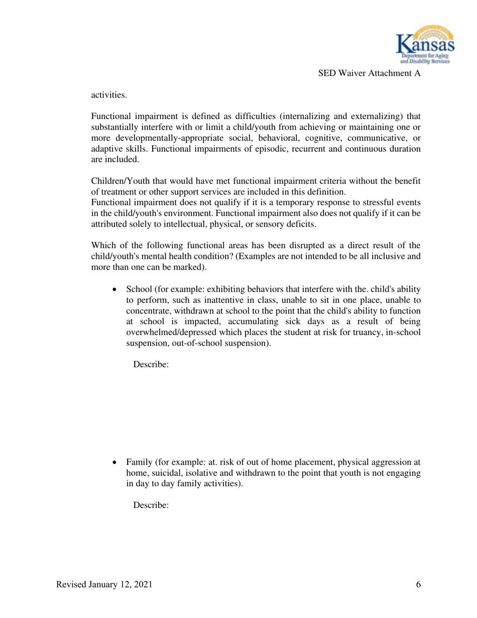 Attachment A Initial Clinical Eligibility Form - Sed Waiver - Kansas, Page 6