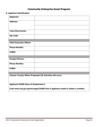 Community Enterprise Grant Program Application - Maine, Page 12