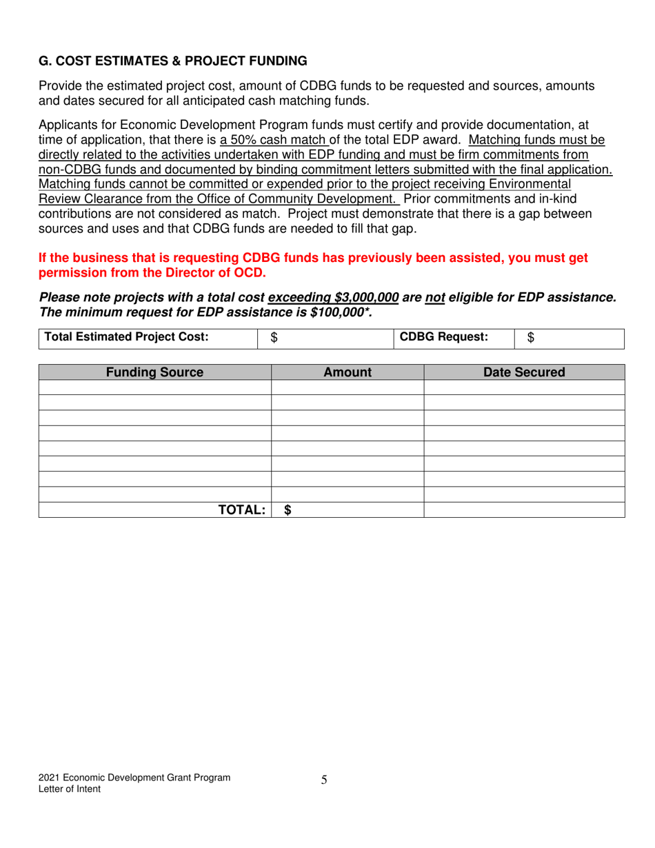 Economic Development Program Letter of Intent to Apply - Maine, Page 5