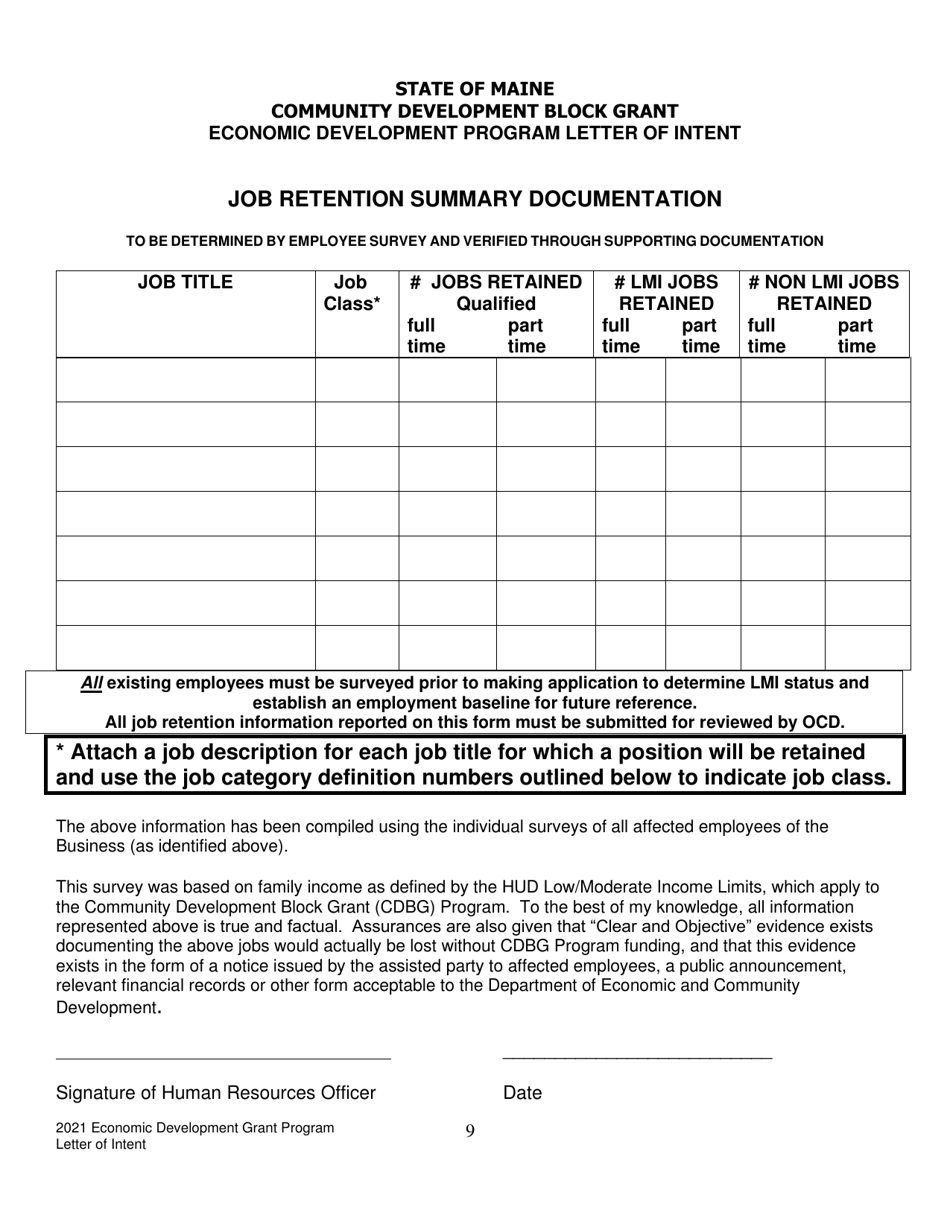Economic Development Program Letter of Intent to Apply - Maine, Page 9