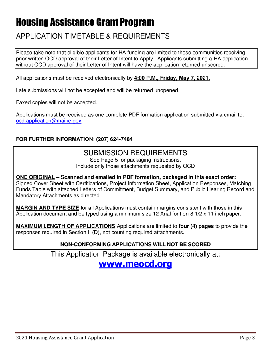 Housing Assistance Grant Program Application - Maine, Page 3