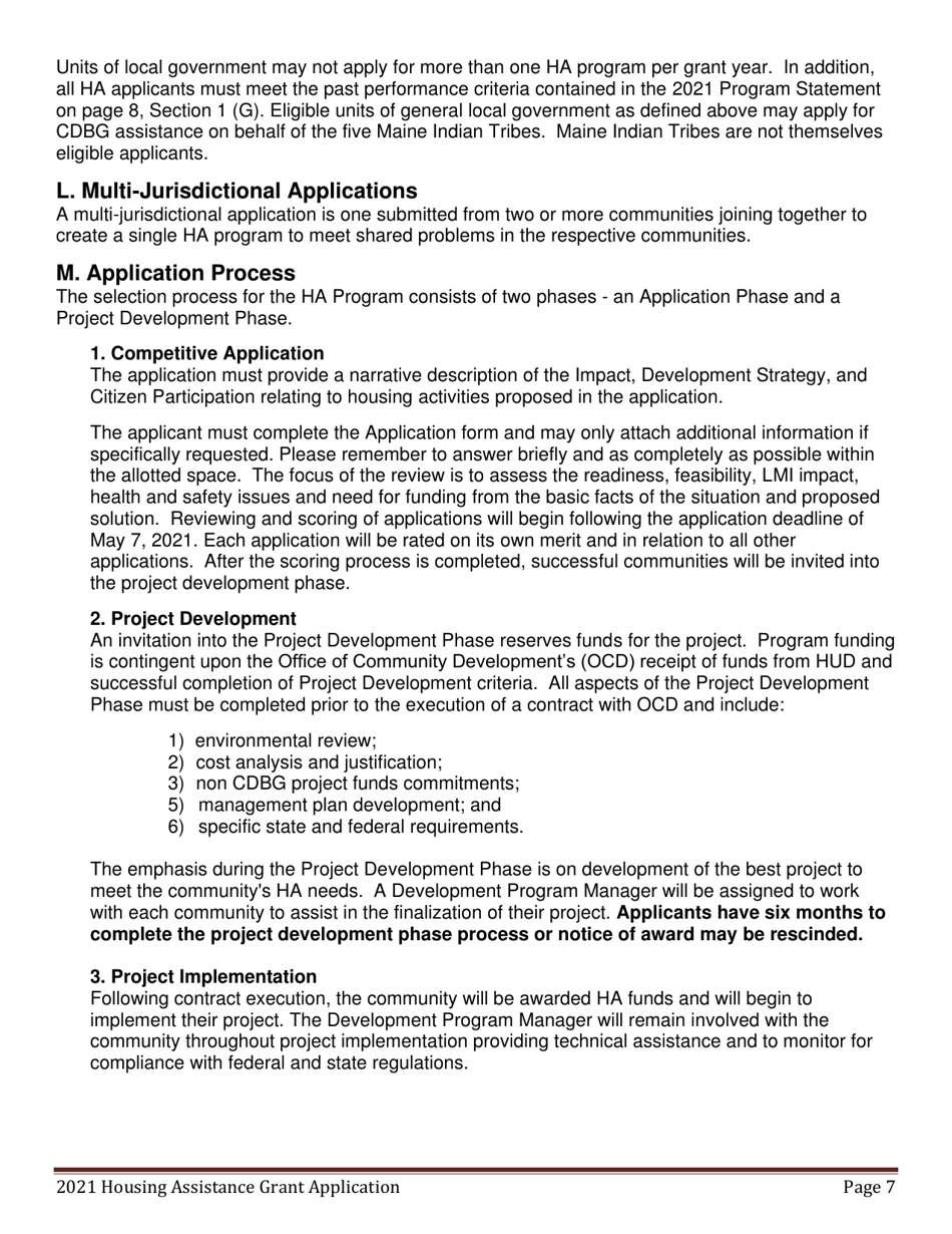Housing Assistance Grant Program Application - Maine, Page 7
