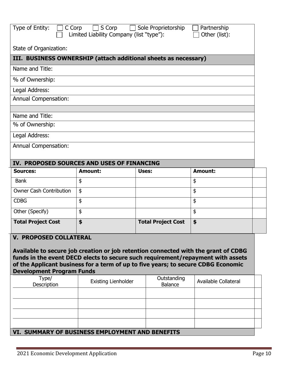 Economic Development Program Application - Maine, Page 10
