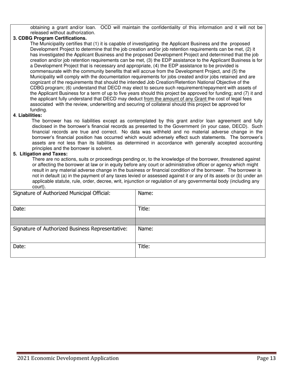 Economic Development Program Application - Maine, Page 13