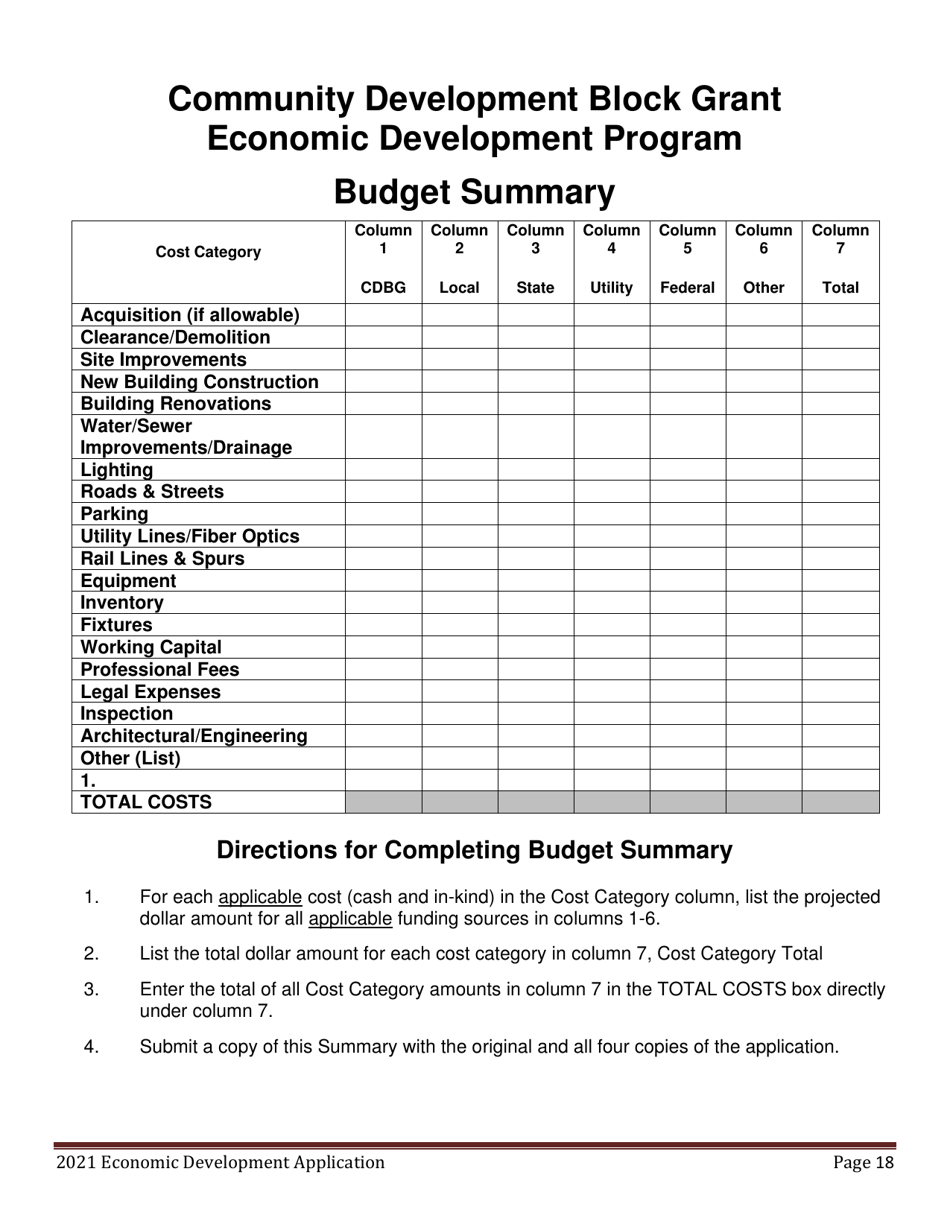 Economic Development Program Application - Maine, Page 18