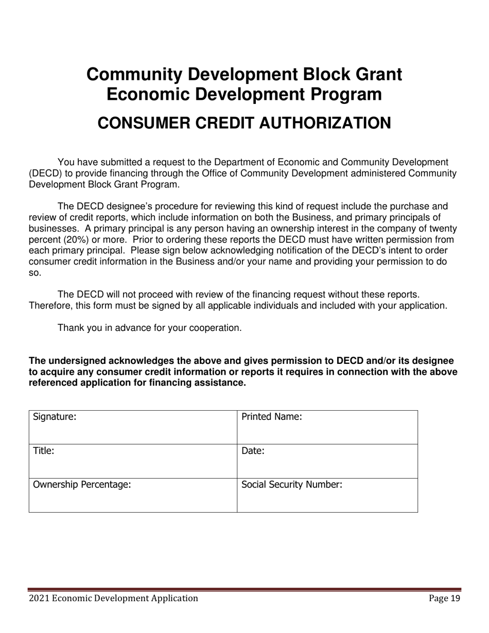 Economic Development Program Application - Maine, Page 19