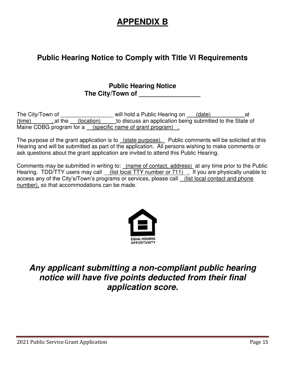 Public Service Grant Program Application - Maine, Page 15