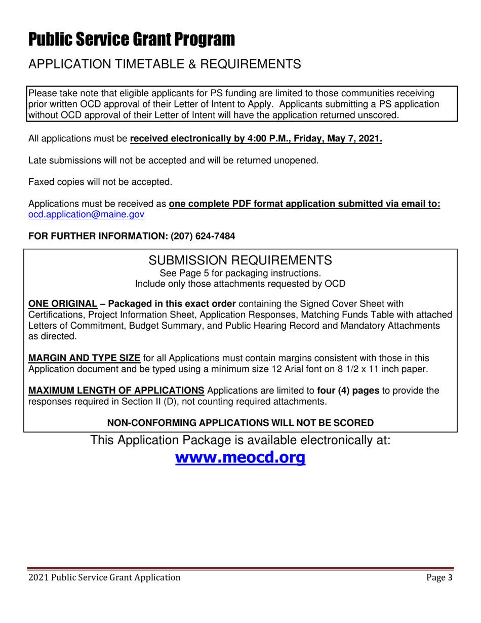 Public Service Grant Program Application - Maine, Page 3