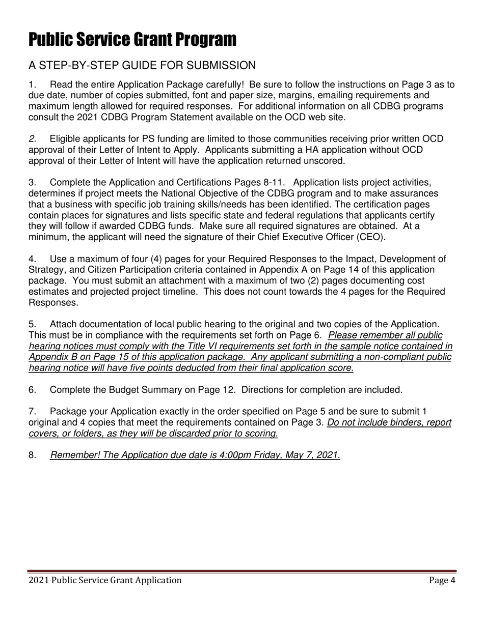Public Service Grant Program Application - Maine, Page 4