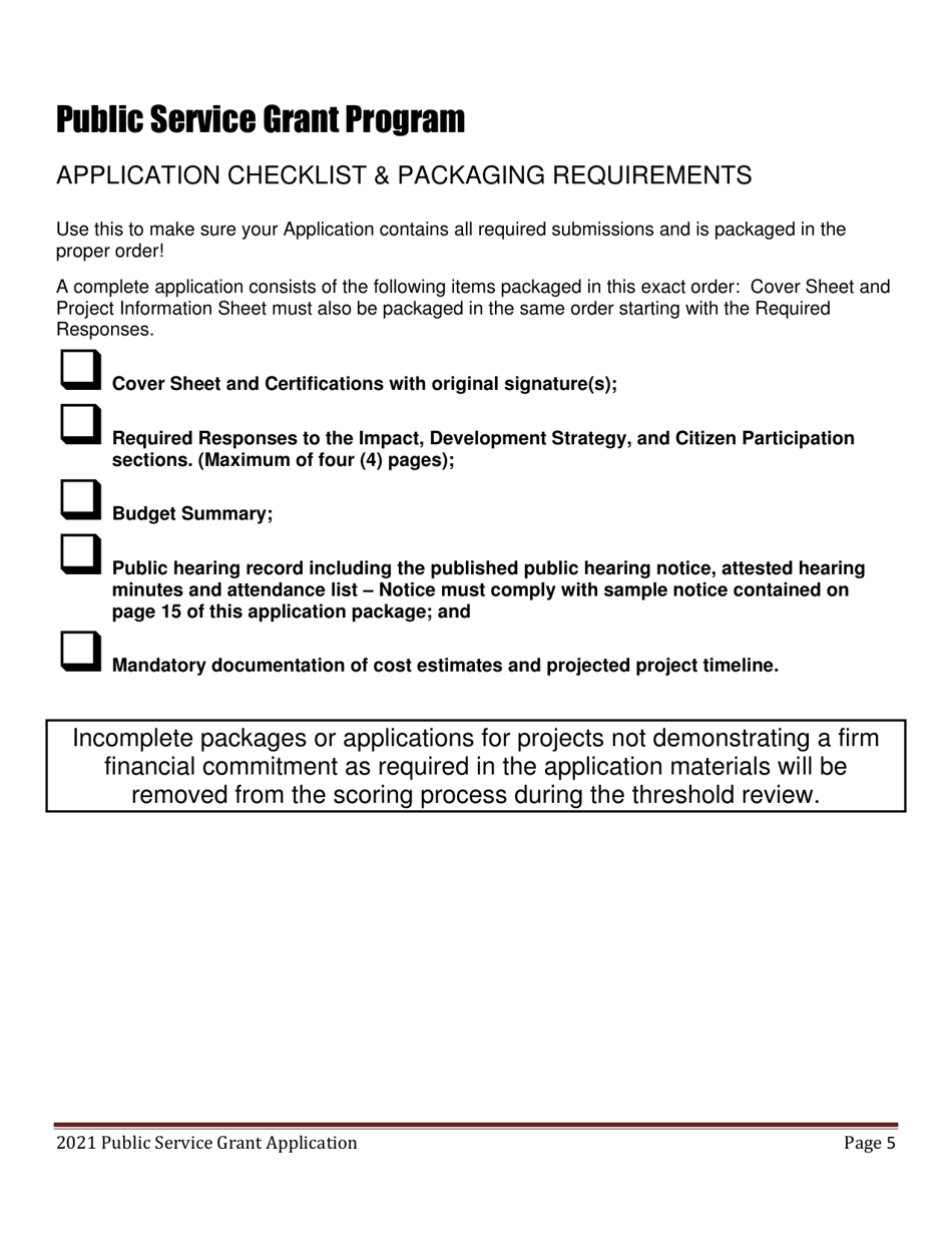 Public Service Grant Program Application - Maine, Page 5