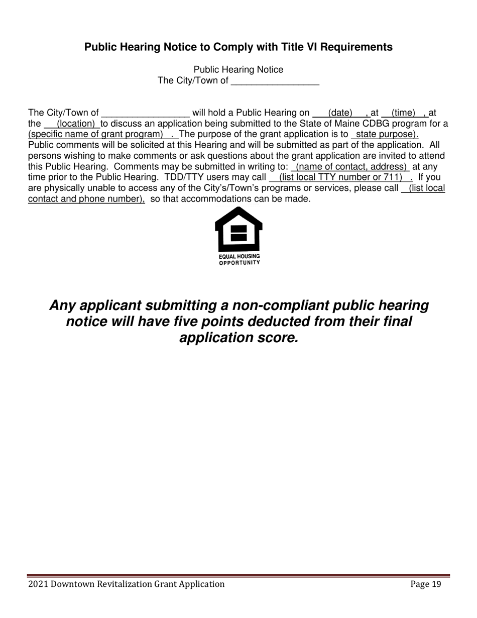 Downtown Revitalization Grant Program Application - Maine, Page 19