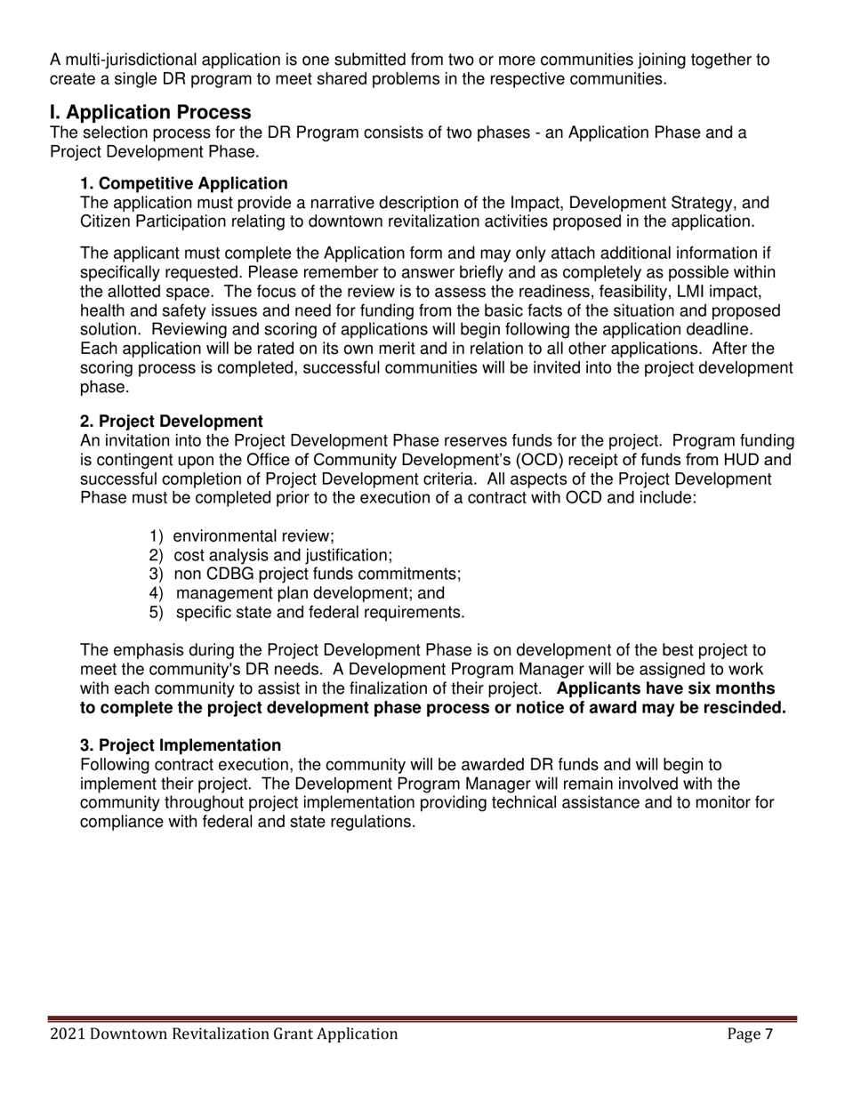 Downtown Revitalization Grant Program Application - Maine, Page 7