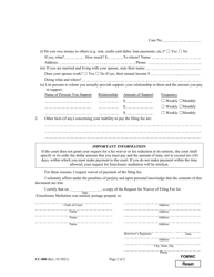 Form CC-0080 Request for Waiver of Filing Fee for Foreclosure Mediation - Maryland, Page 2
