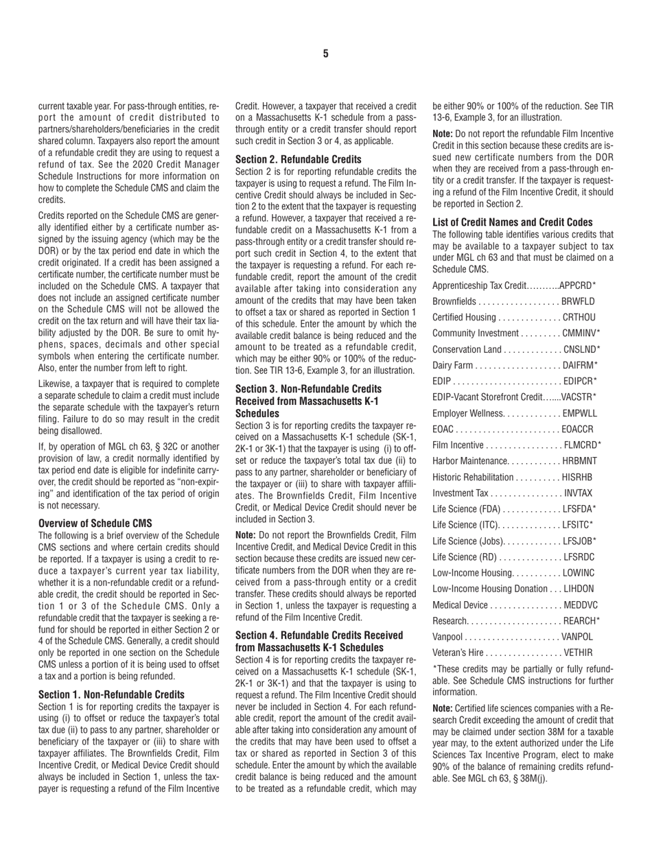 Instructions for Form 63-20P Premium Excise Return for Life Insurance Companies - Massachusetts, Page 5