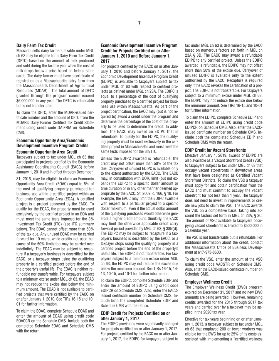 Instructions for Form 63-20P Premium Excise Return for Life Insurance Companies - Massachusetts, Page 7