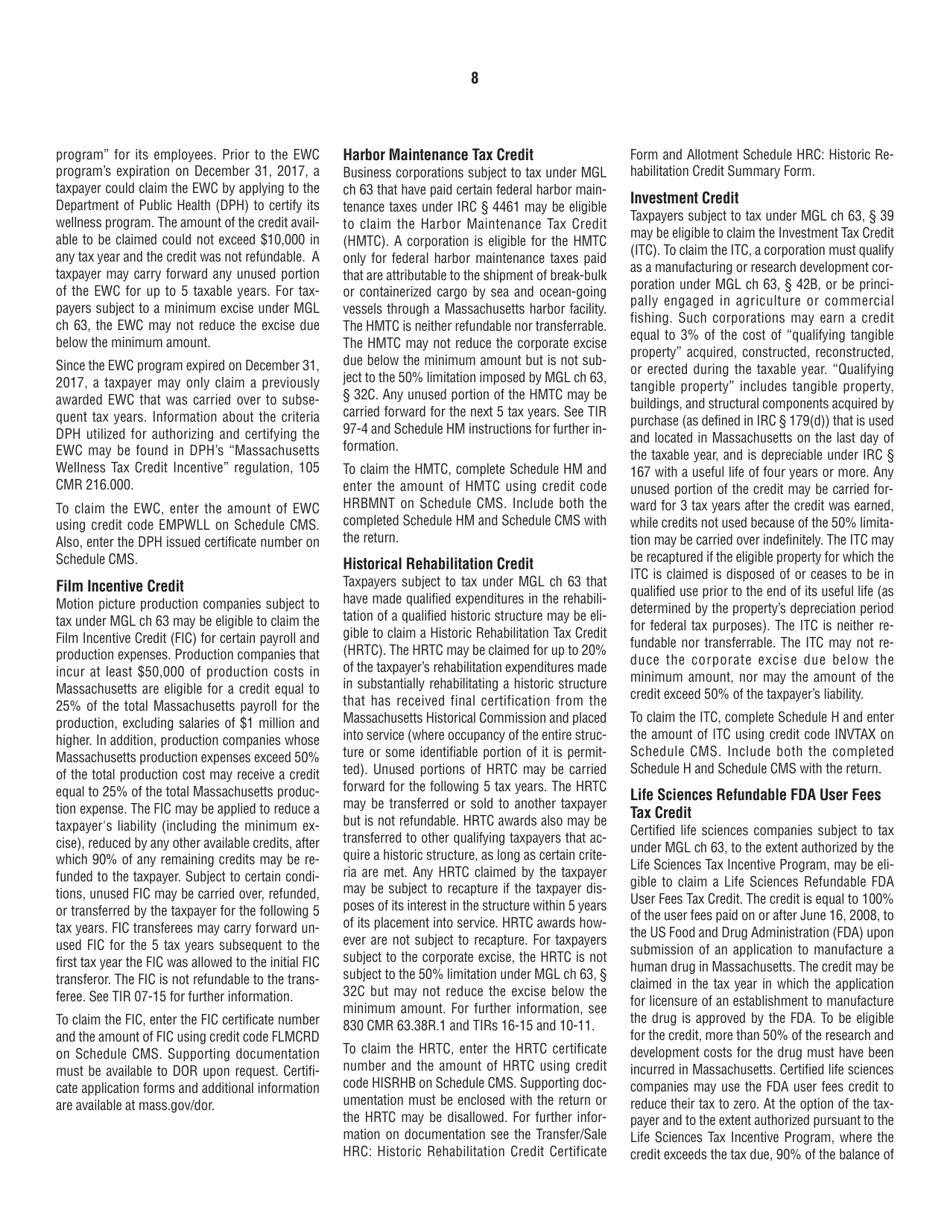 Instructions for Form 63-20P Premium Excise Return for Life Insurance Companies - Massachusetts, Page 8