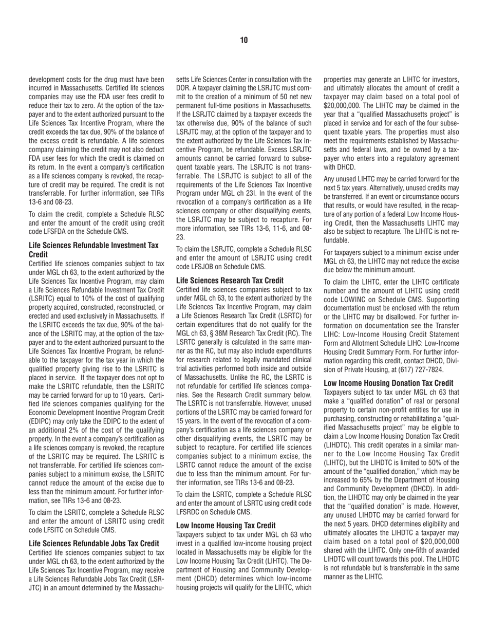 Instructions for Form 63-23P Premium Excise Return for Insurance Companies - Massachusetts, Page 10