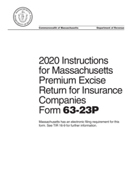 Instructions for Form 63-23P Premium Excise Return for Insurance Companies - Massachusetts