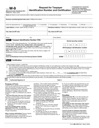 Form W-9 &quot;Request for Taxpayer Identification Number and Certification&quot; - Massachusetts