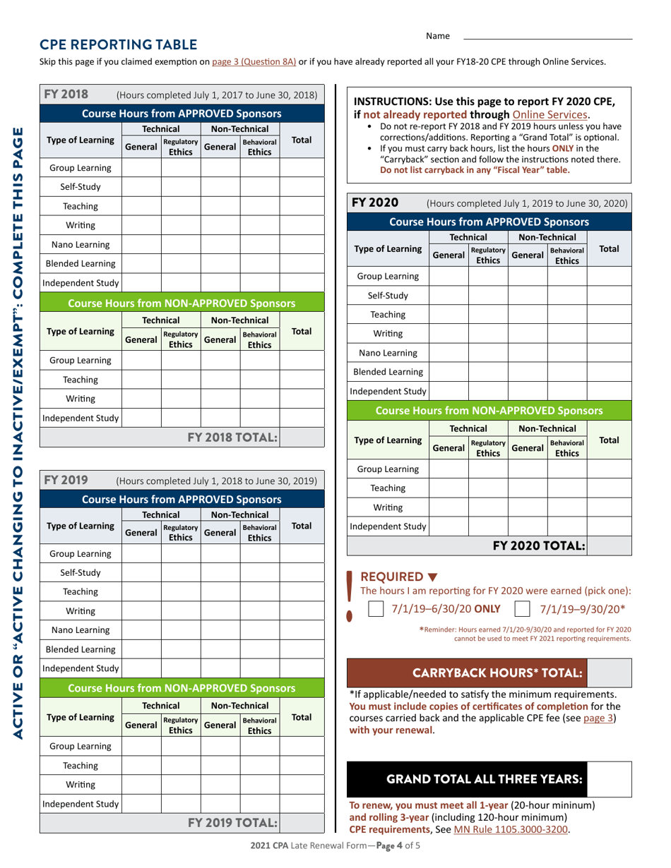 Individual CPA Certificate Late Renewal - Minnesota, Page 5