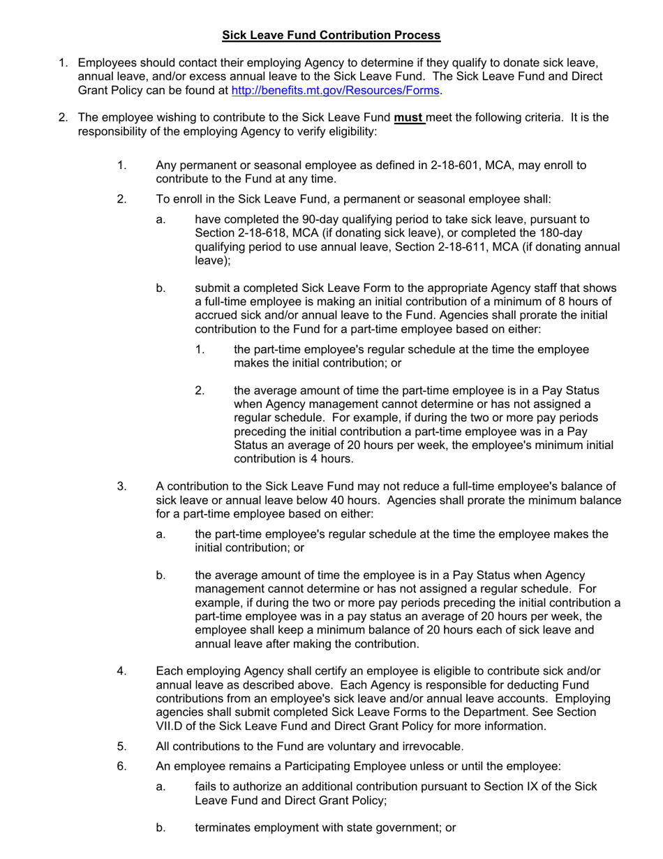 Montana Sick Leave Fund Contribution Form Download Fillable PDF ...