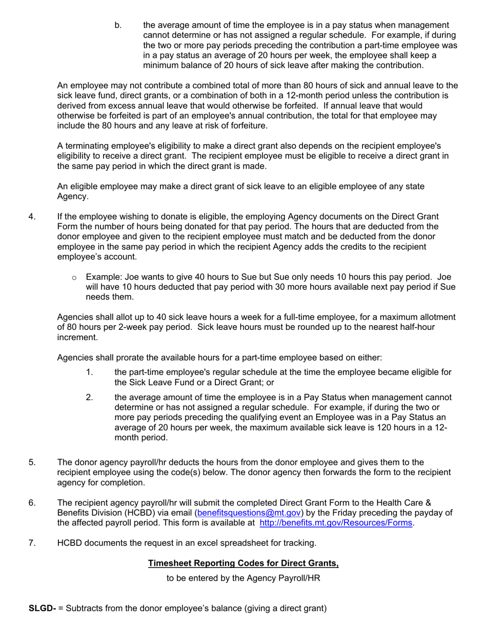 Direct Grant Form - Montana, Page 2