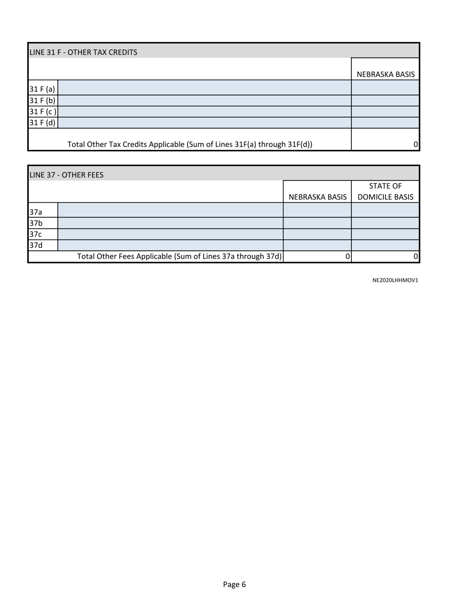 Annual Tax Return - Life and Health Insurer, Health Maintenance Organization - Nebraska, Page 6