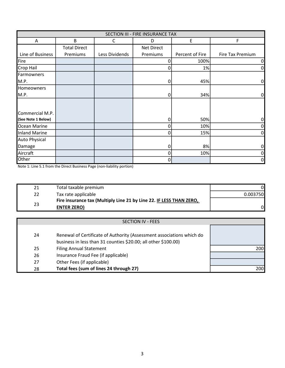 2020 Nebraska Annual Tax Return Domestic Assessment Insurers Fill