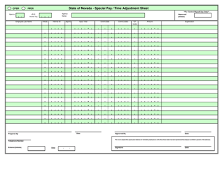 Nevada Special Pay/Time Adjustment Sheet Download Printable PDF ...